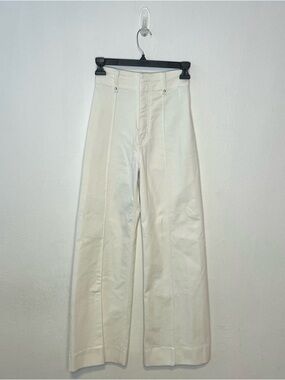 High-Rise Wide Leg White Trousers